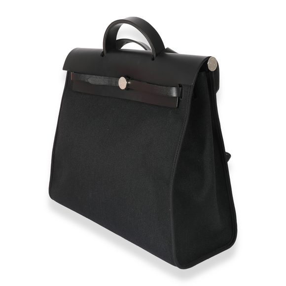 Hermes Black Canvas Herbag 39 - Picture 2 of 6